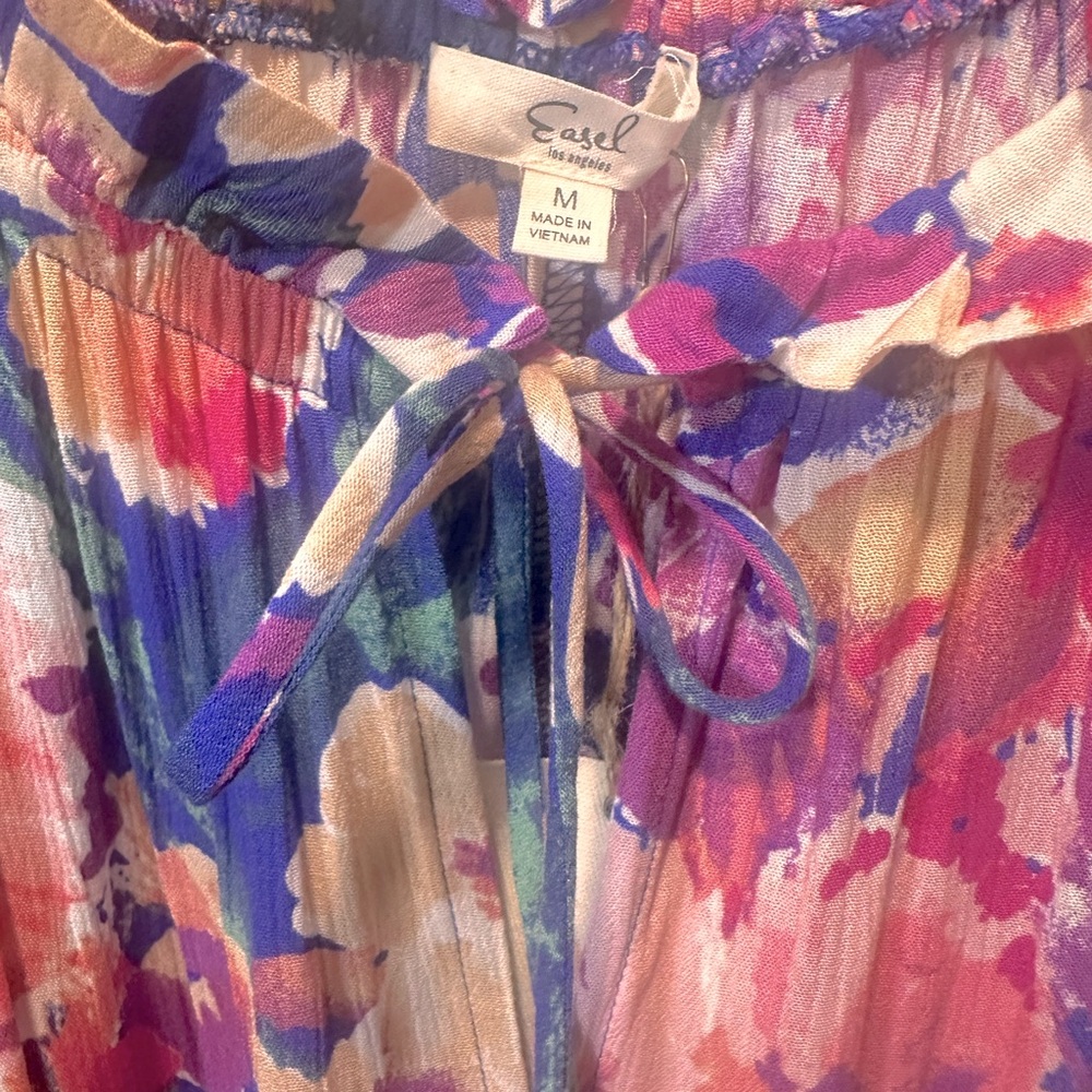 Easel Colorful Floral Dress with Tie Detail - Picture 3 of 8